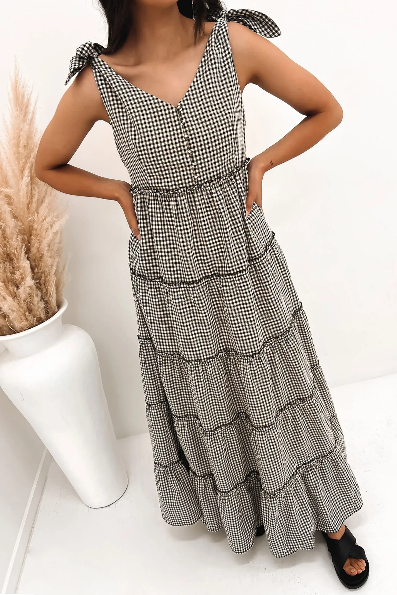 Liz Maxi Dress Black Check