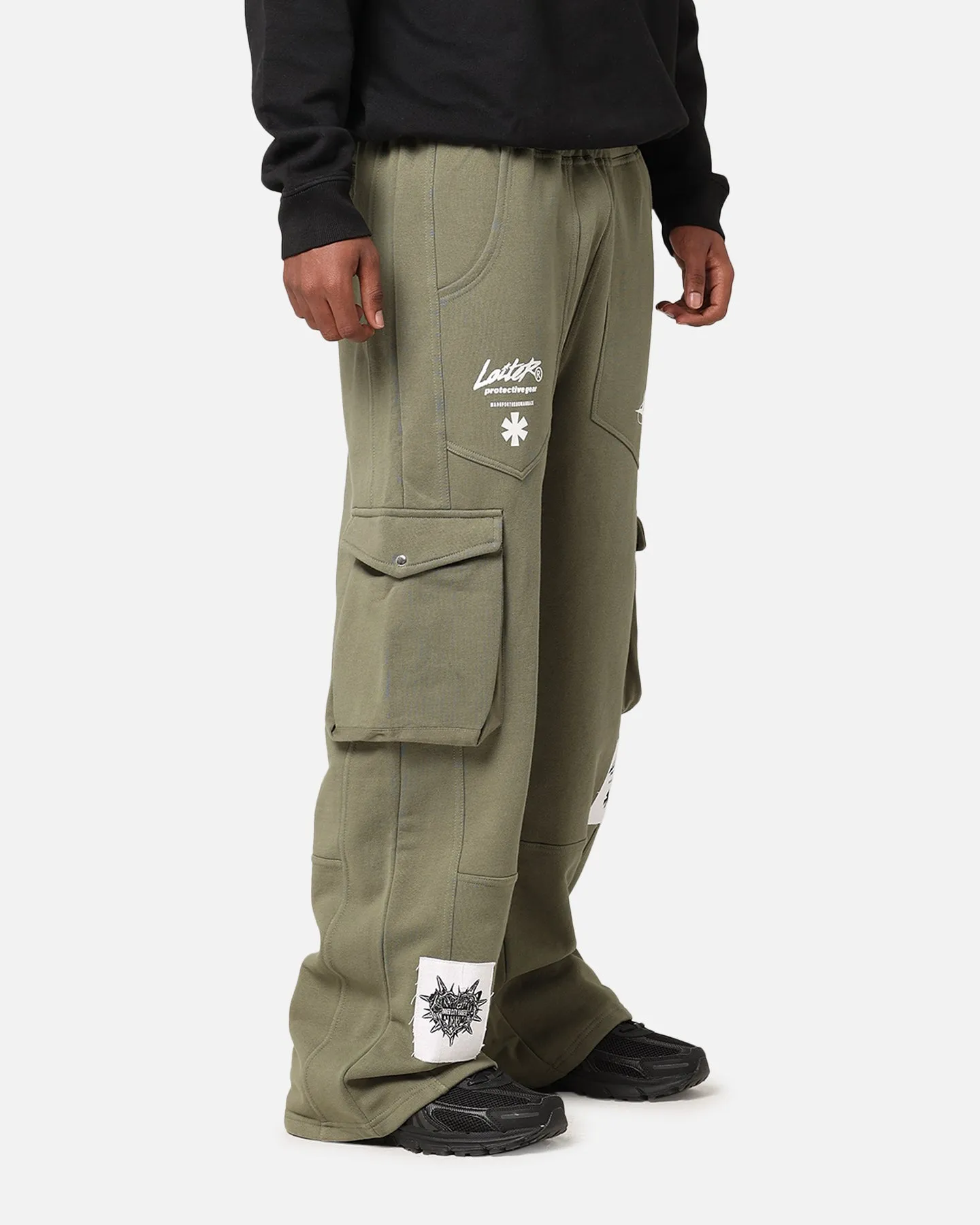 Loiter Utopia Cargo Sweat Pants Khaki Green