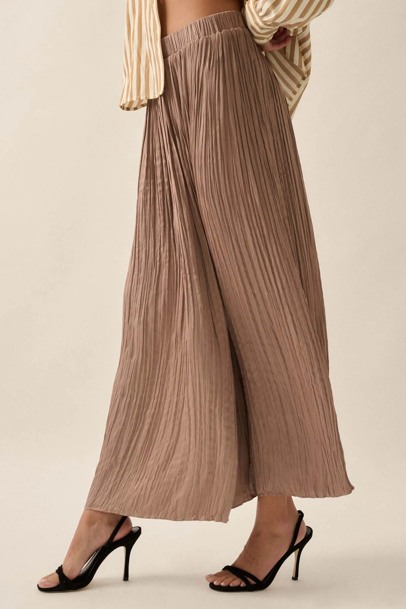 Luster for Life Pleated Textured Satin Maxi Skirt