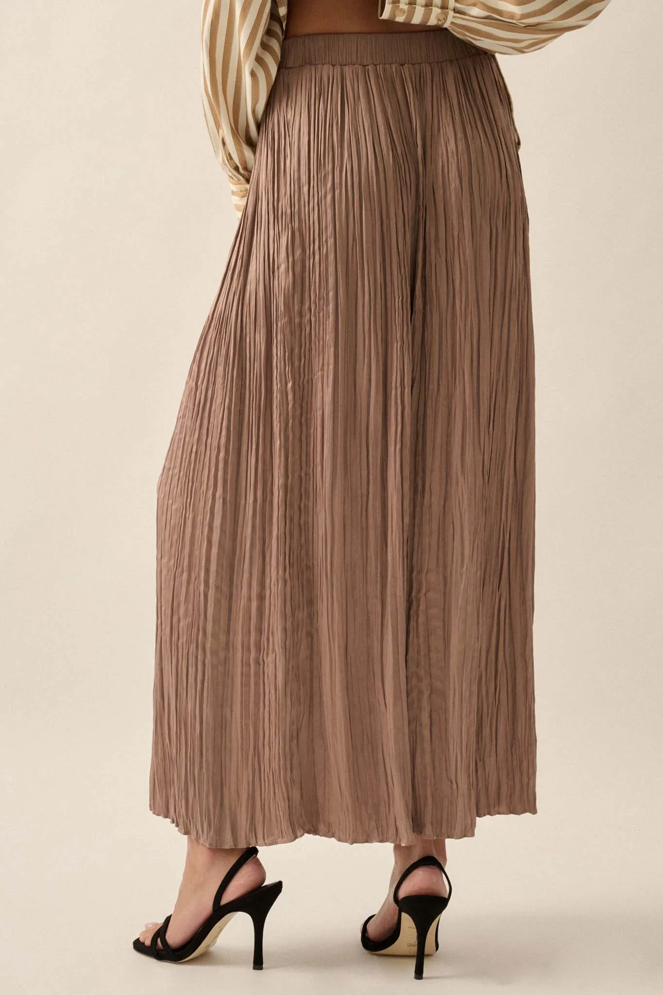 Luster for Life Pleated Textured Satin Maxi Skirt