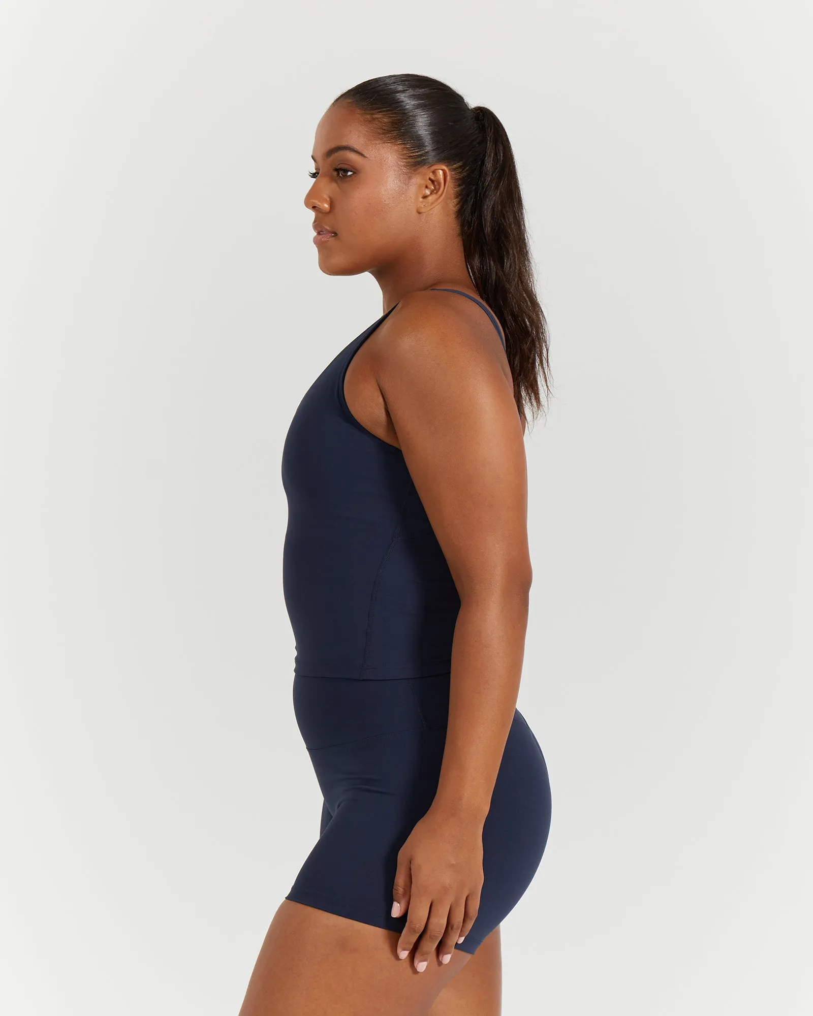 LUXE BROOKE LONGLINE TOP - DEEP NAVY