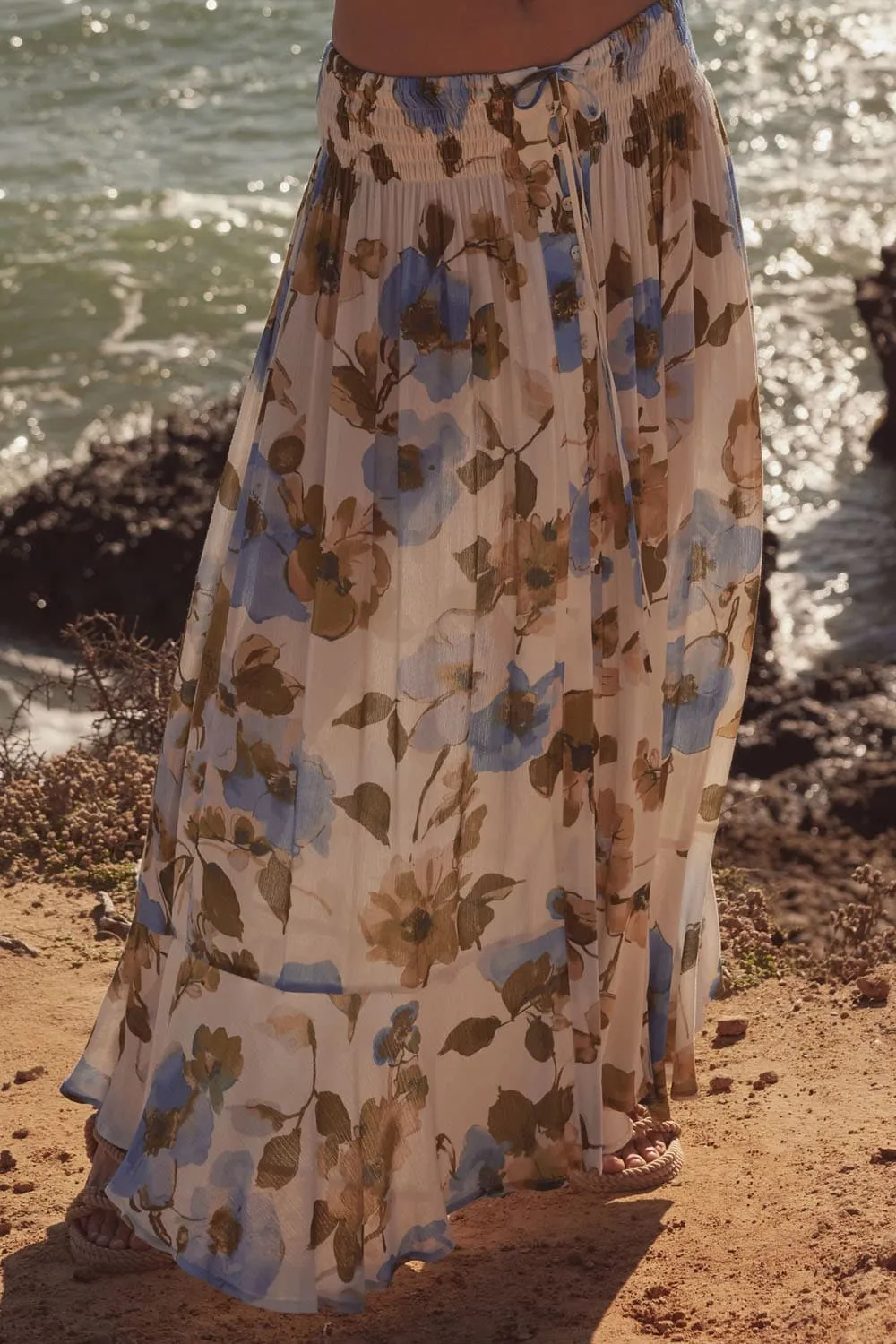 Marigold Drift Floral Maxi Skirt