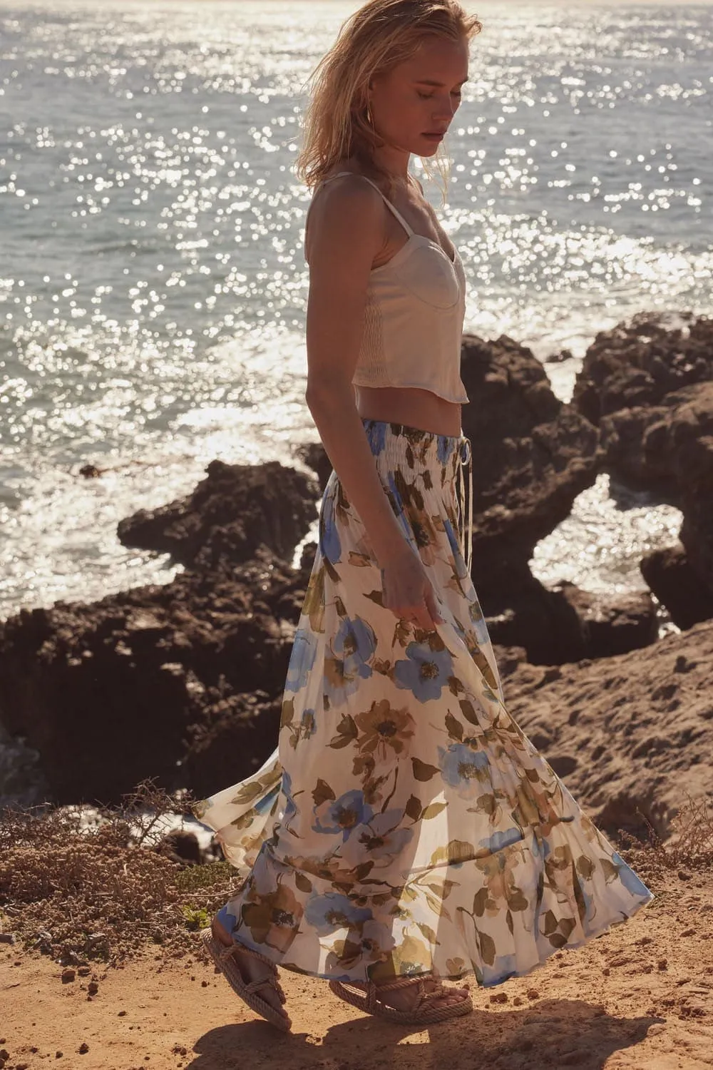 Marigold Drift Floral Maxi Skirt