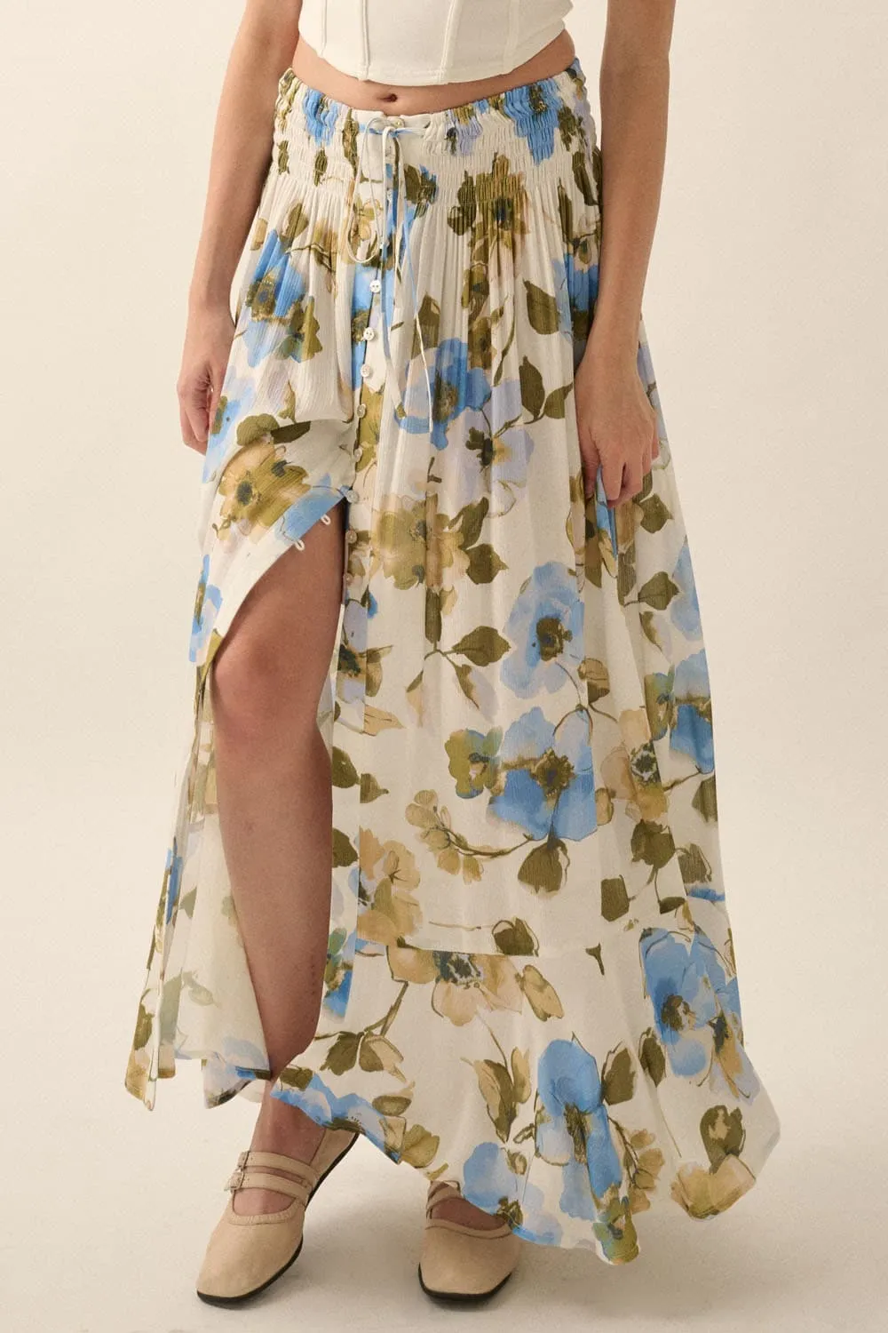 Marigold Drift Floral Maxi Skirt