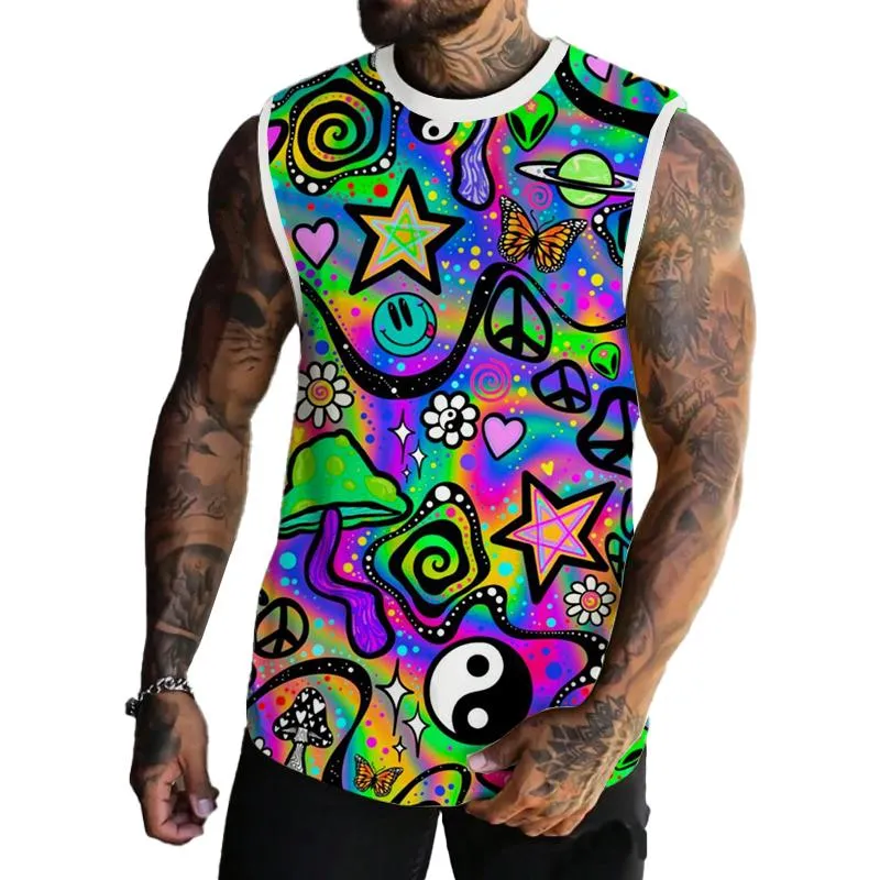 Men's Multicolor Mushroom Printed Casual Tank 06276297L