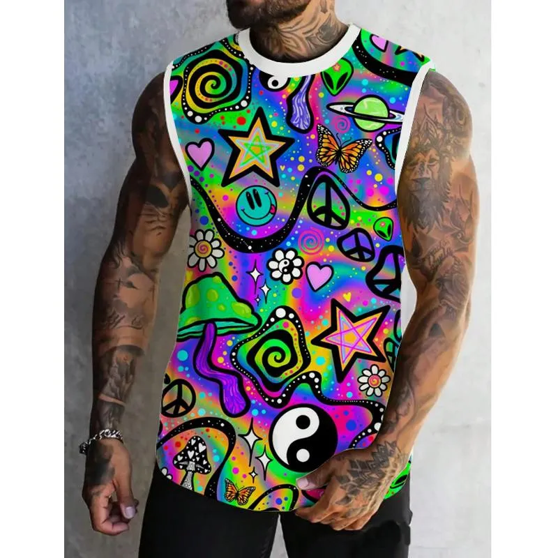 Men's Multicolor Mushroom Printed Casual Tank 06276297L