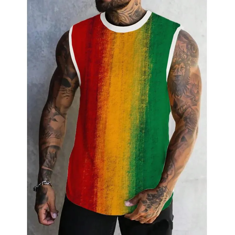 Men's Reggae Color Printed Casual Tank 56044412L