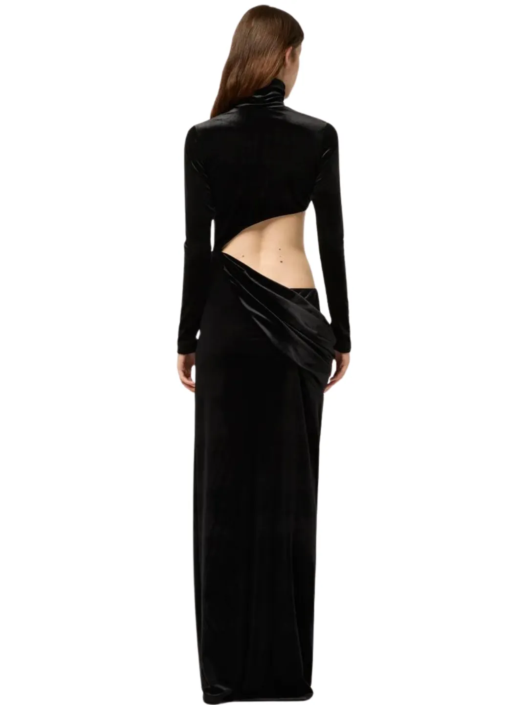 Michael Lo Sordo ASYMETRIC EXPOSED HIGH NECK MAXI DRESS black