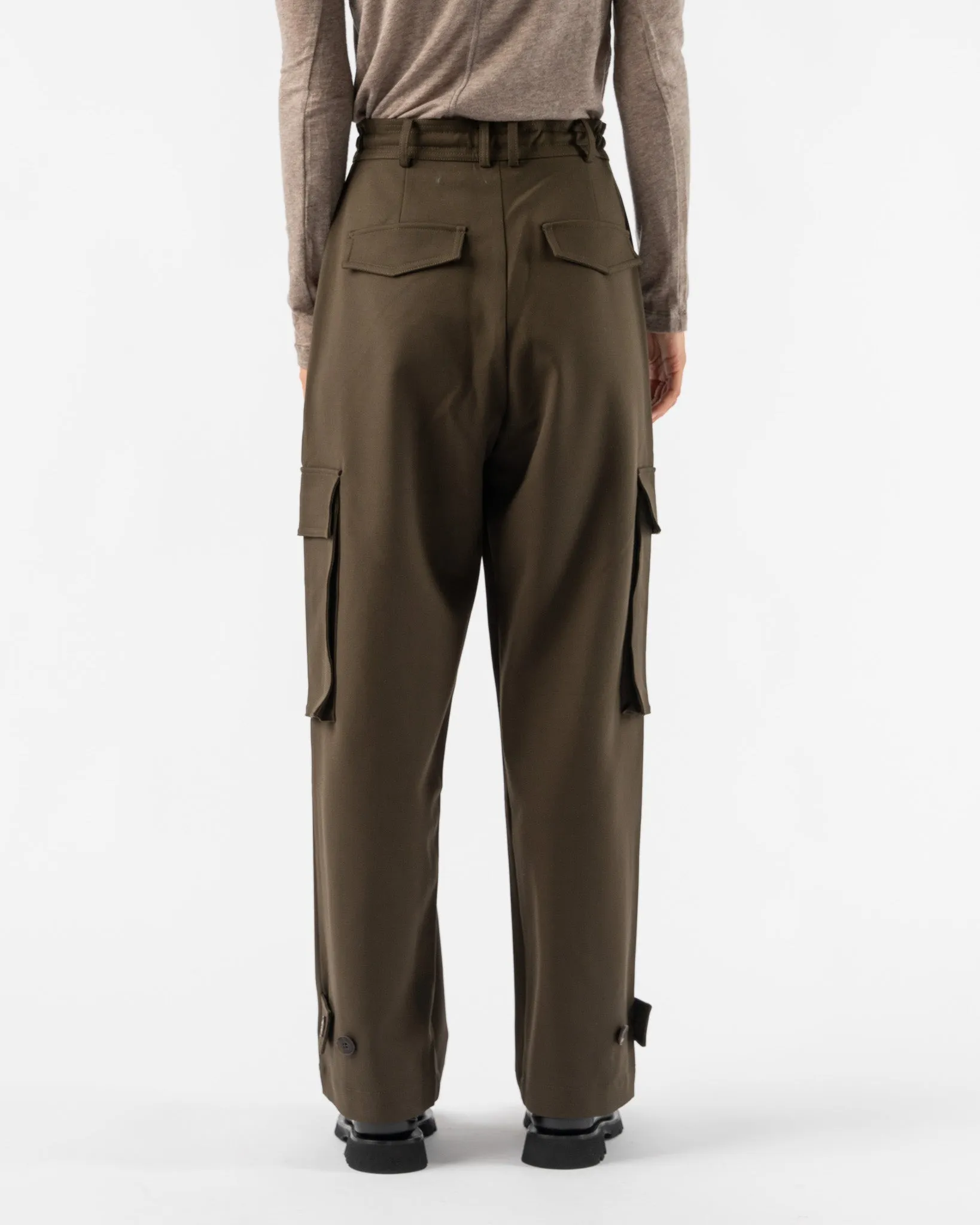 Mijeong Park Wide Leg Cargo Pants in Olive