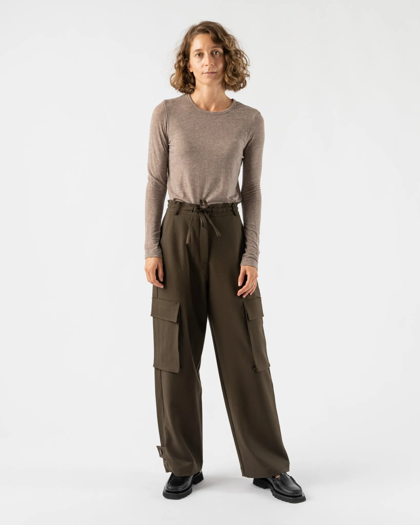 Mijeong Park Wide Leg Cargo Pants in Olive