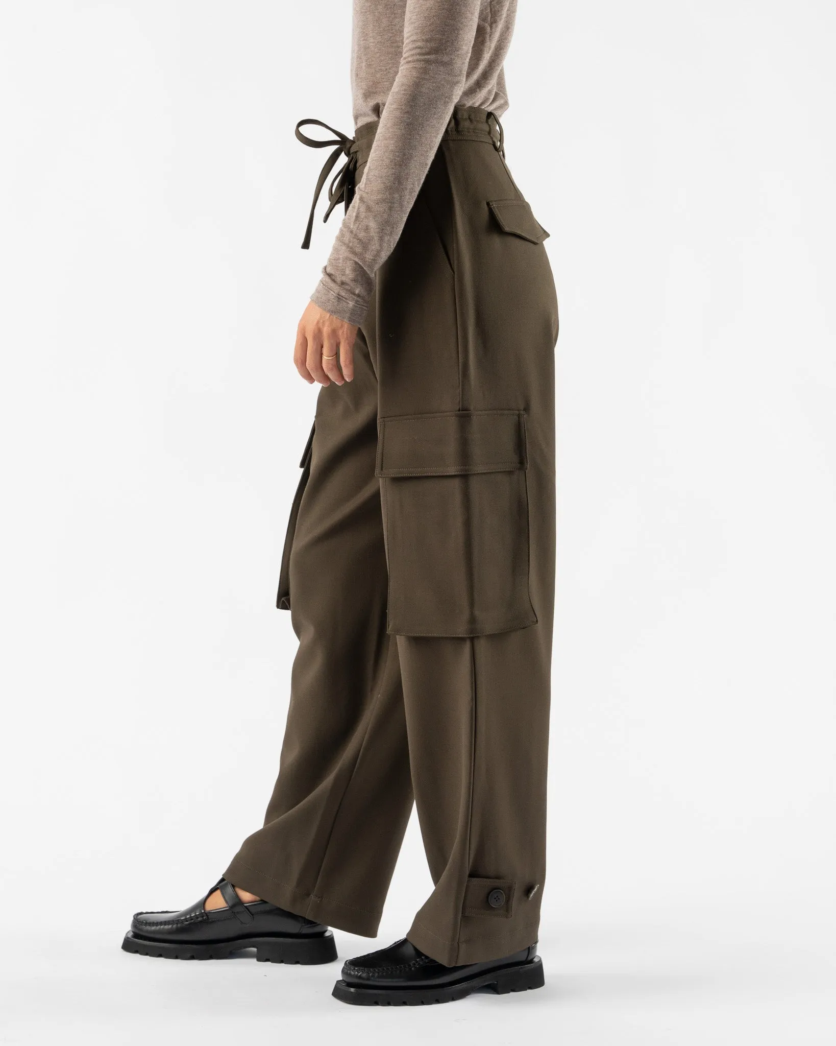 Mijeong Park Wide Leg Cargo Pants in Olive