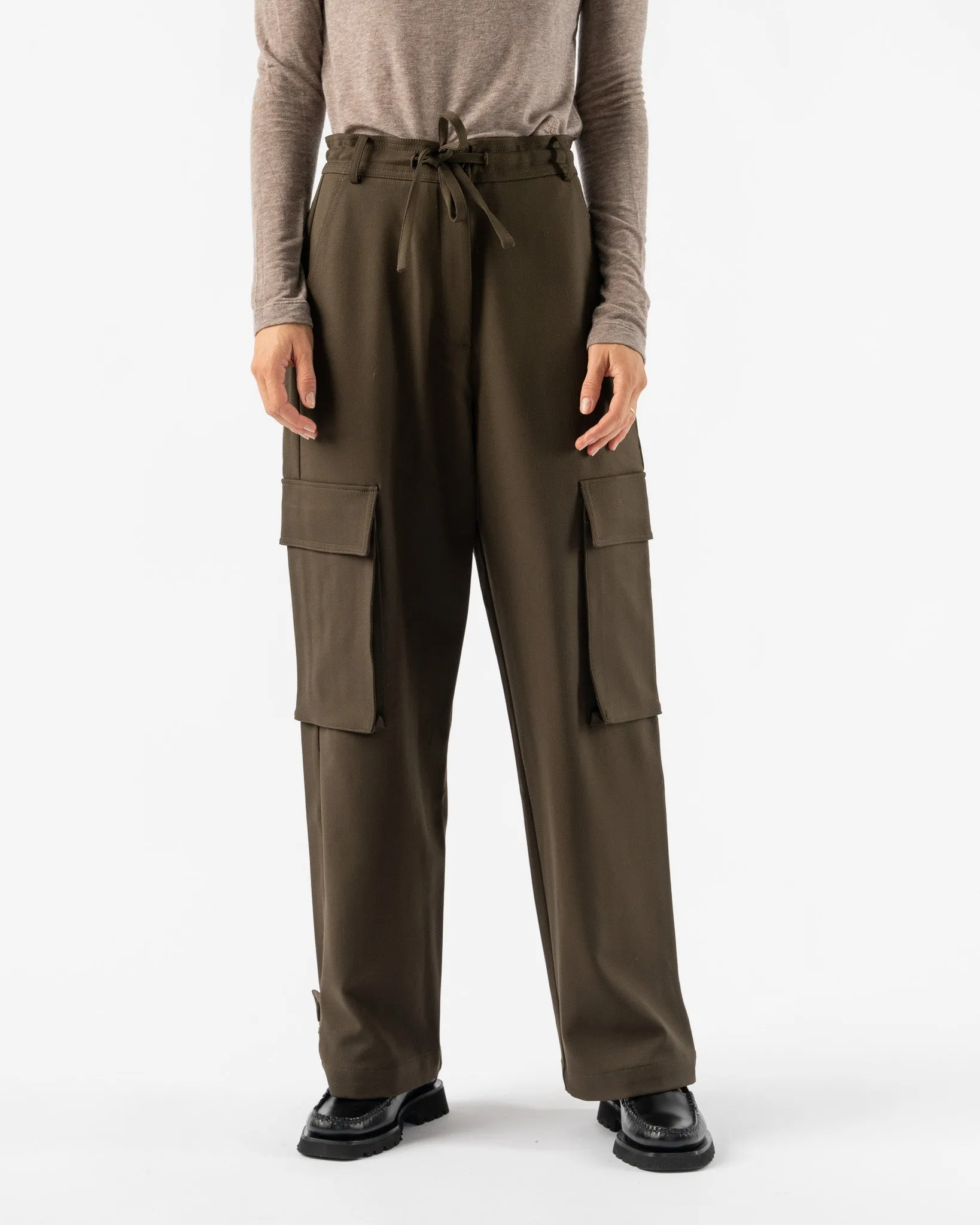 Mijeong Park Wide Leg Cargo Pants in Olive