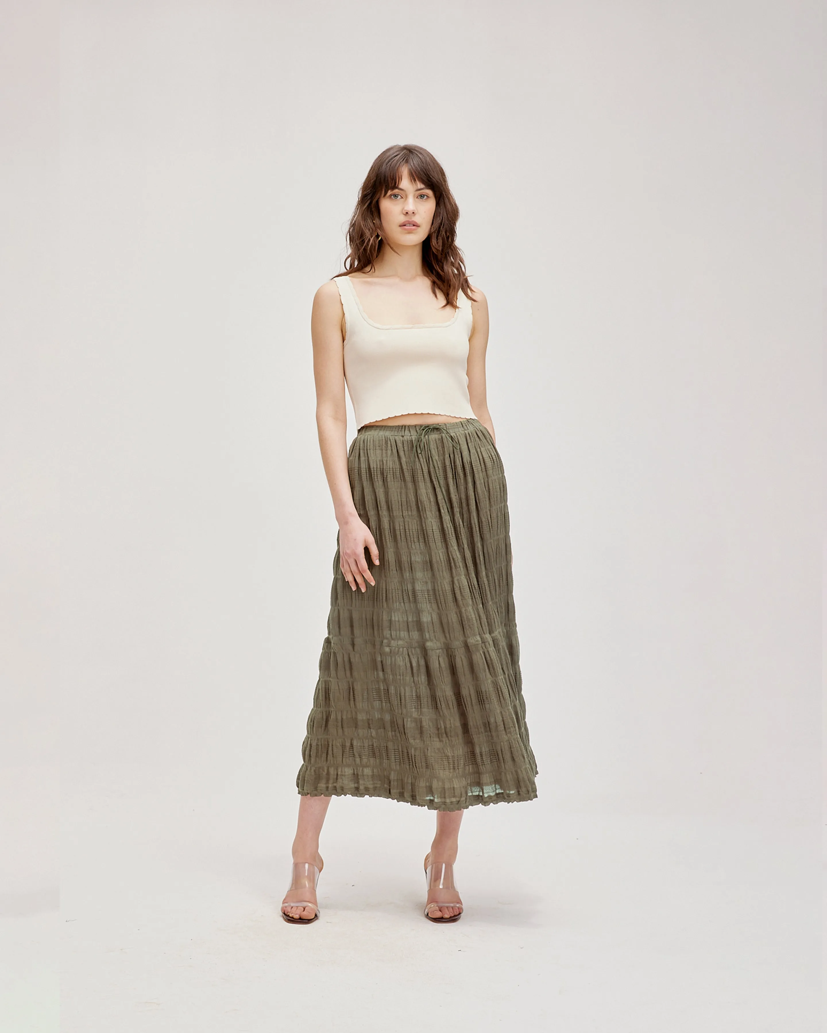 MIRELLA MAXI SKIRT OLIVE