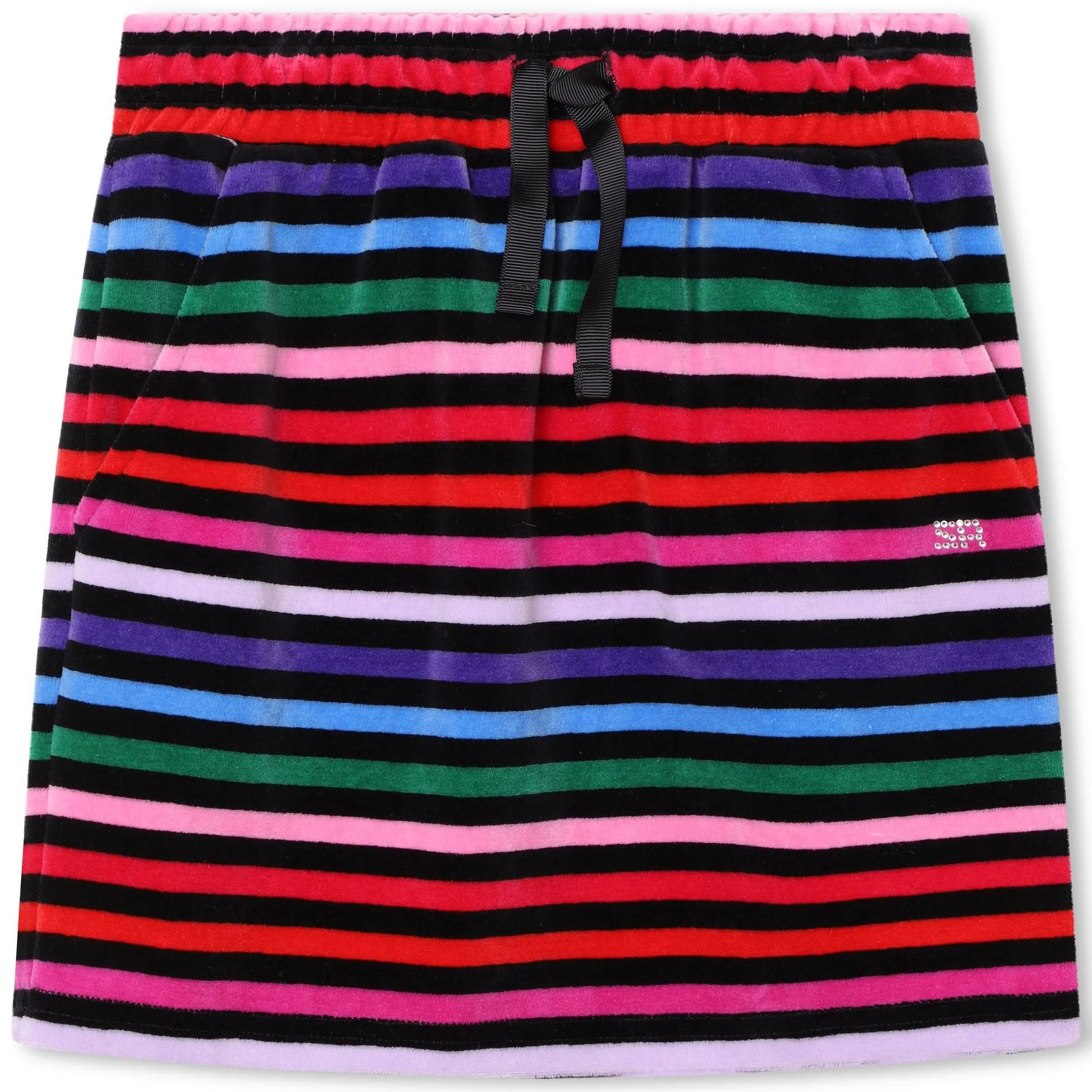 Multi Colored Logo Velour Stripe Skirt