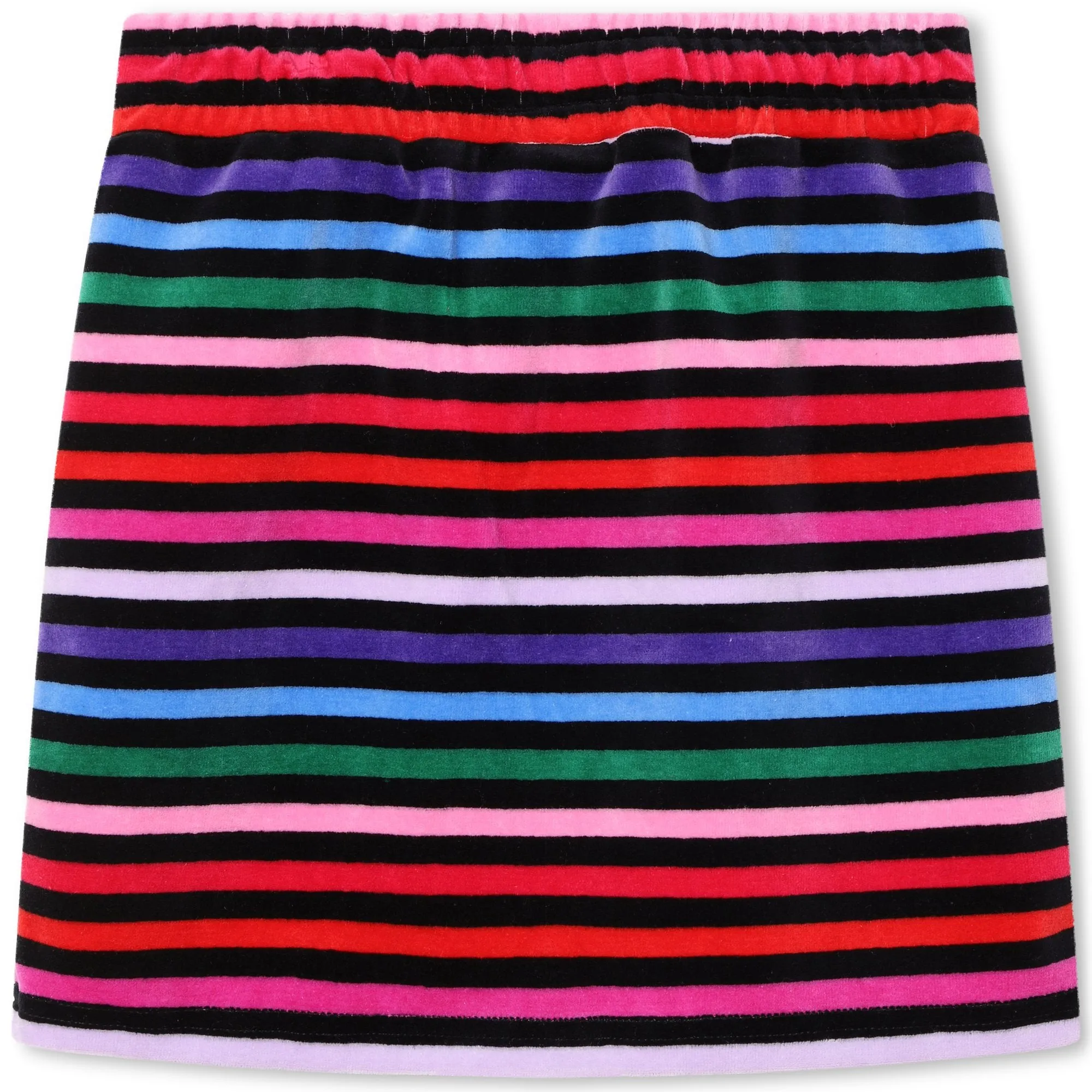 Multi Colored Logo Velour Stripe Skirt