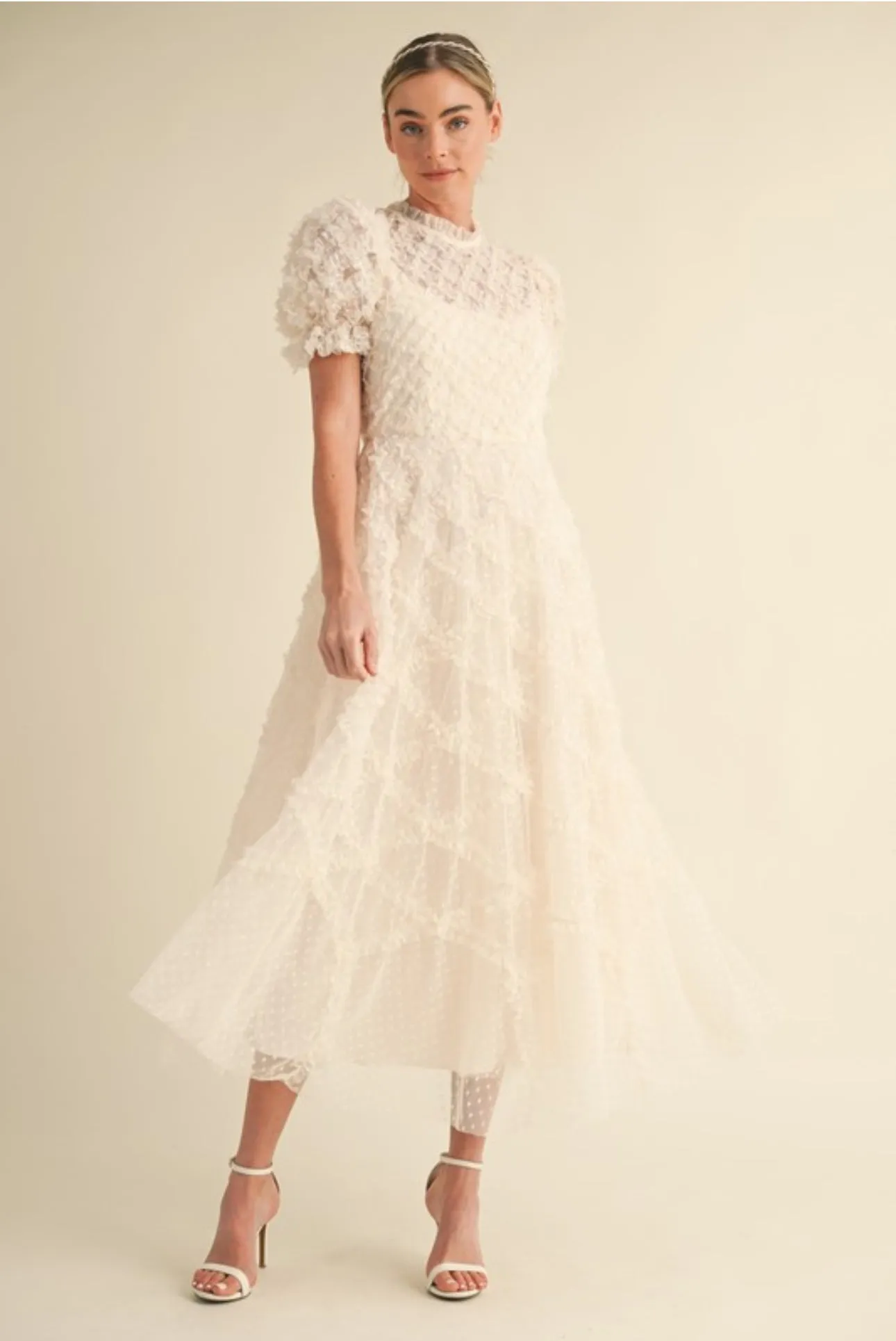 Nora Cream Dot Tulle Dress