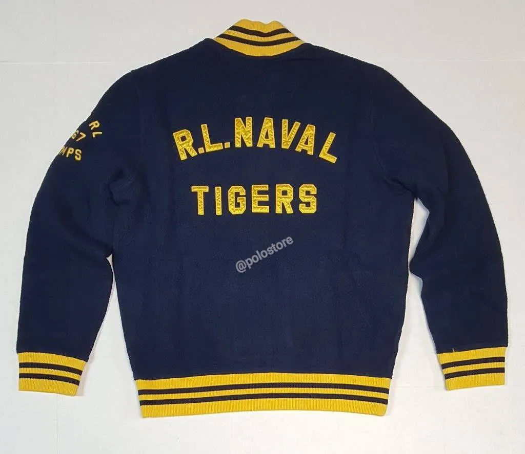 Nwt Polo Ralph Lauren Navy R.L. Naval Tigers 1967 Champs Fleece Patch/Embroidered Jacket