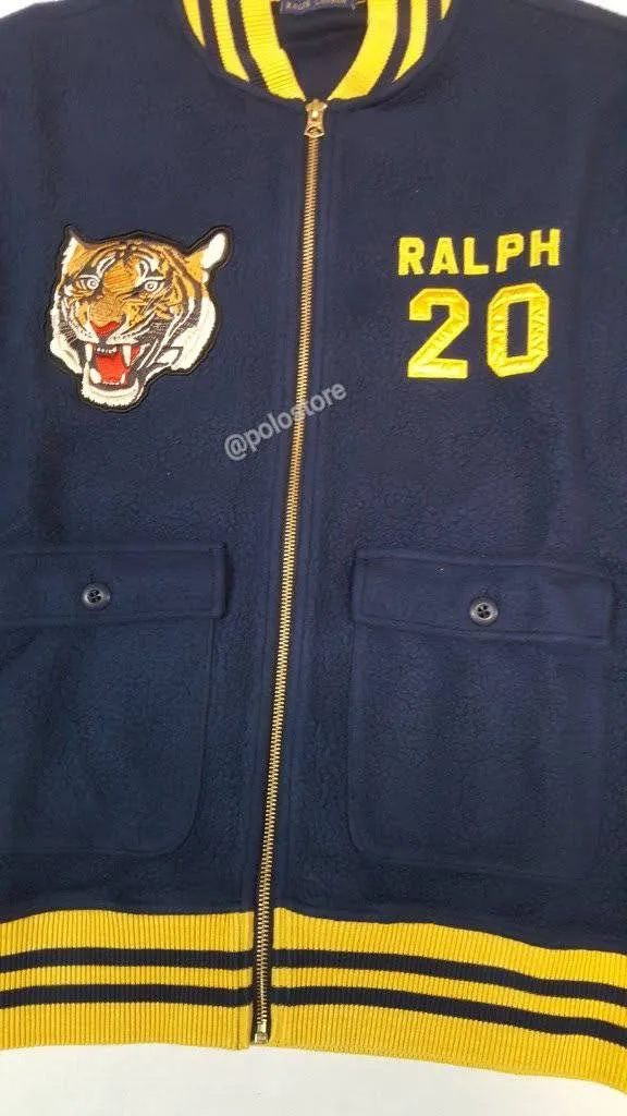 Nwt Polo Ralph Lauren Navy R.L. Naval Tigers 1967 Champs Fleece Patch/Embroidered Jacket