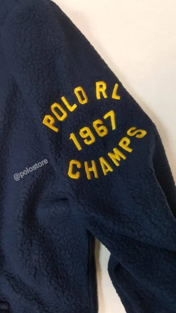 Nwt Polo Ralph Lauren Navy R.L. Naval Tigers 1967 Champs Fleece Patch/Embroidered Jacket