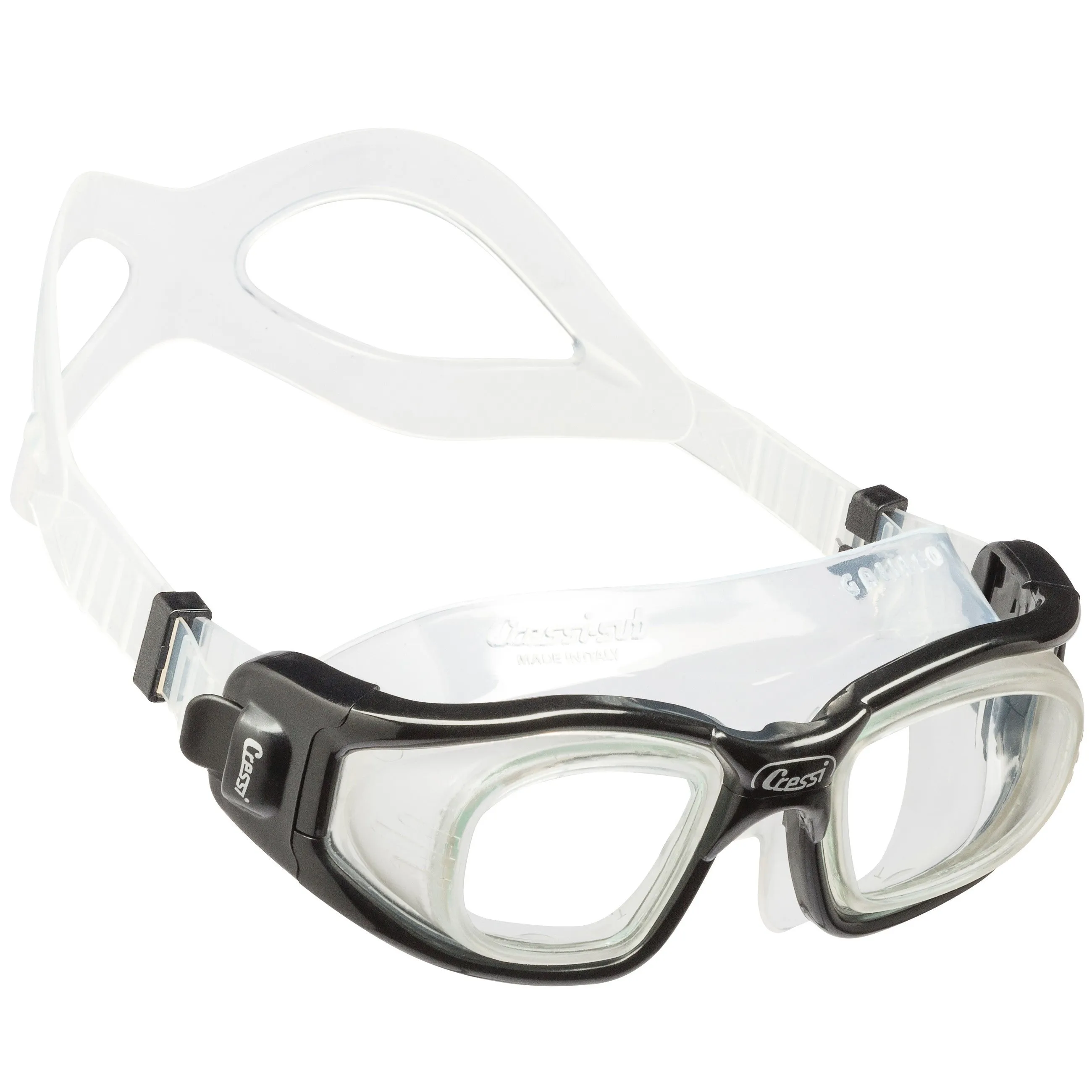 Open Box Cressi Swim Galileo Tempered Glass Lenses Goggle - Clear / Black