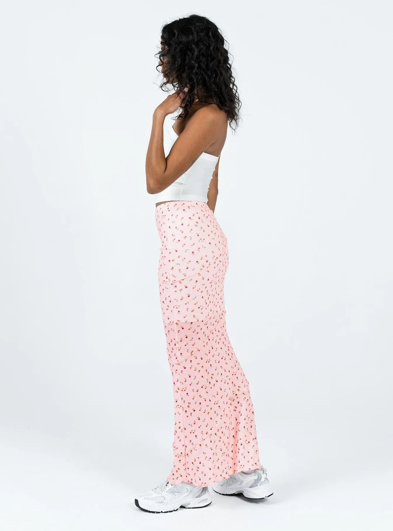 Oscar Maxi Skirt Pink Floral