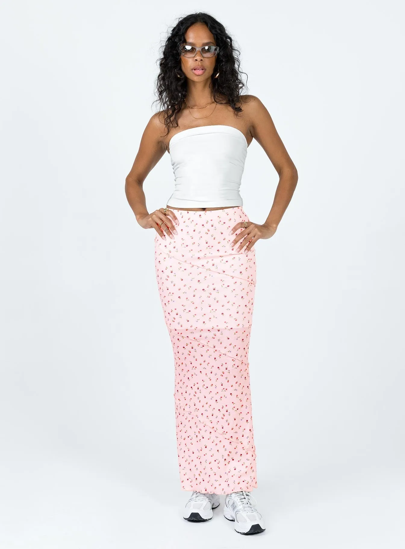 Oscar Maxi Skirt Pink Floral