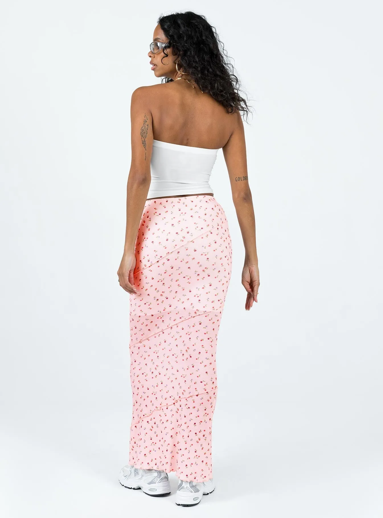 Oscar Maxi Skirt Pink Floral