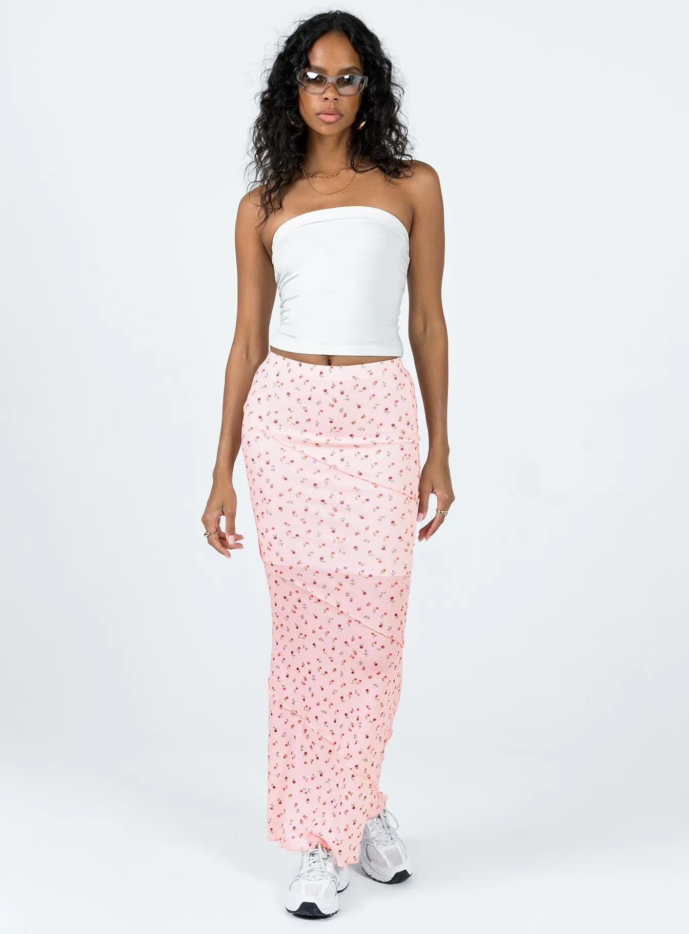 Oscar Maxi Skirt Pink Floral