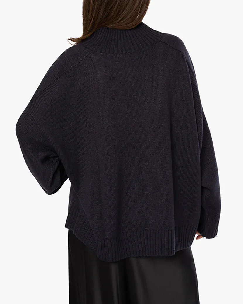 Oversized Funnel Neck Sweater Navy