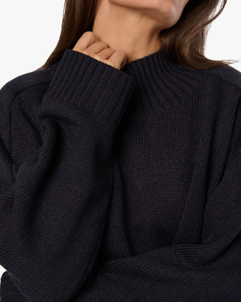 Oversized Funnel Neck Sweater Navy