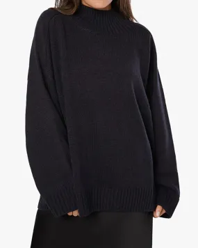 Oversized Funnel Neck Sweater Navy