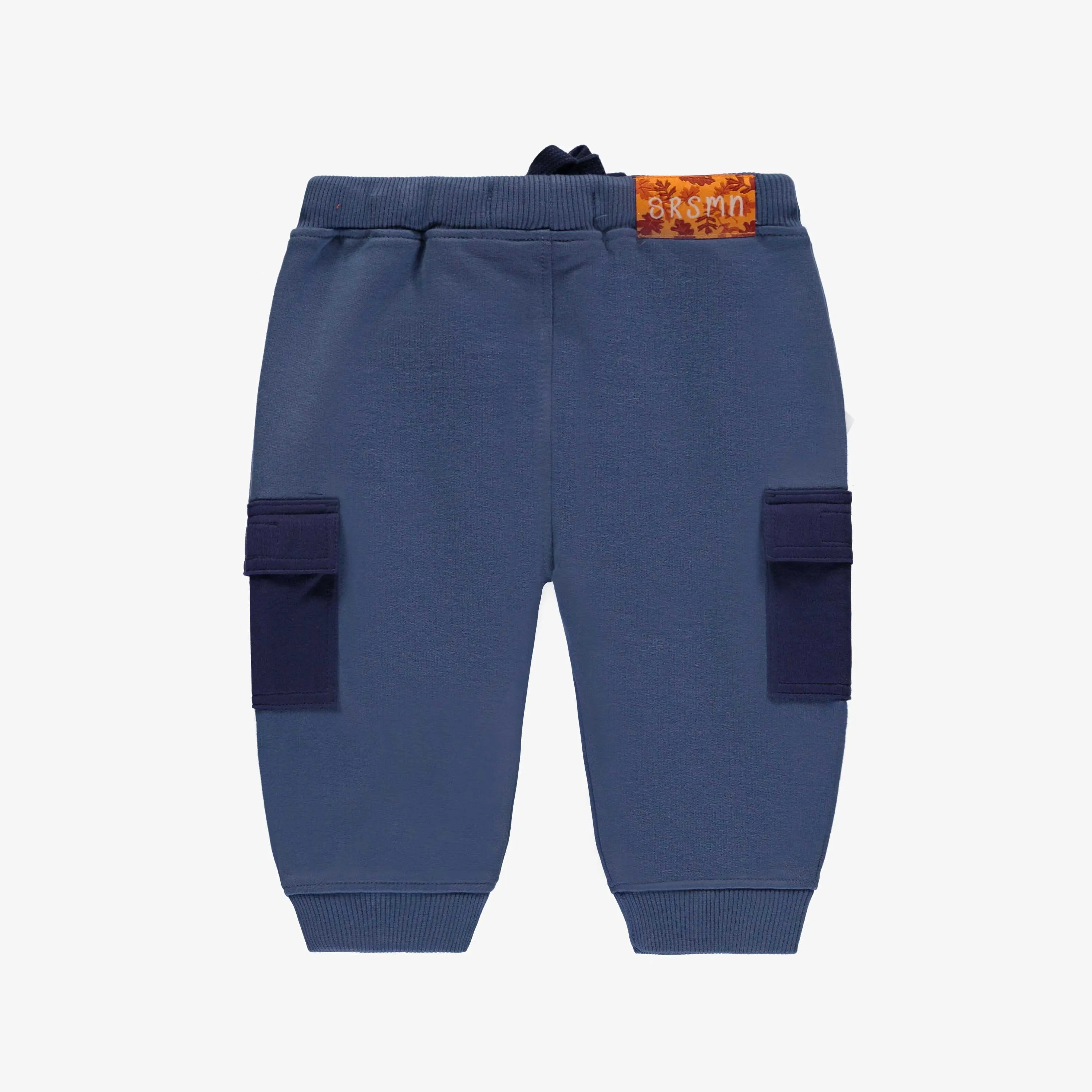 Pantalon bleu coupe régulière style jogging en coton français, bébé || Blue pants regular fit jogger style in French terry, baby