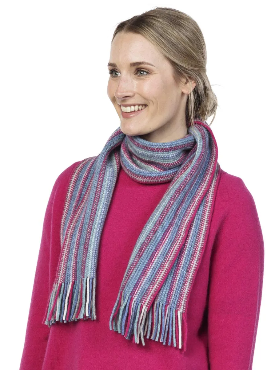 Peony (Pink-Blue) Multi Stripe Scarf - NX378