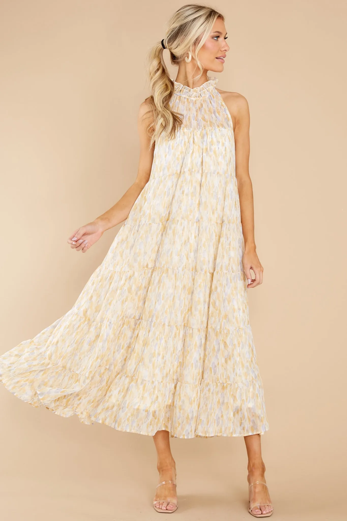 Petal Showers Yellow Multi Maxi Dress