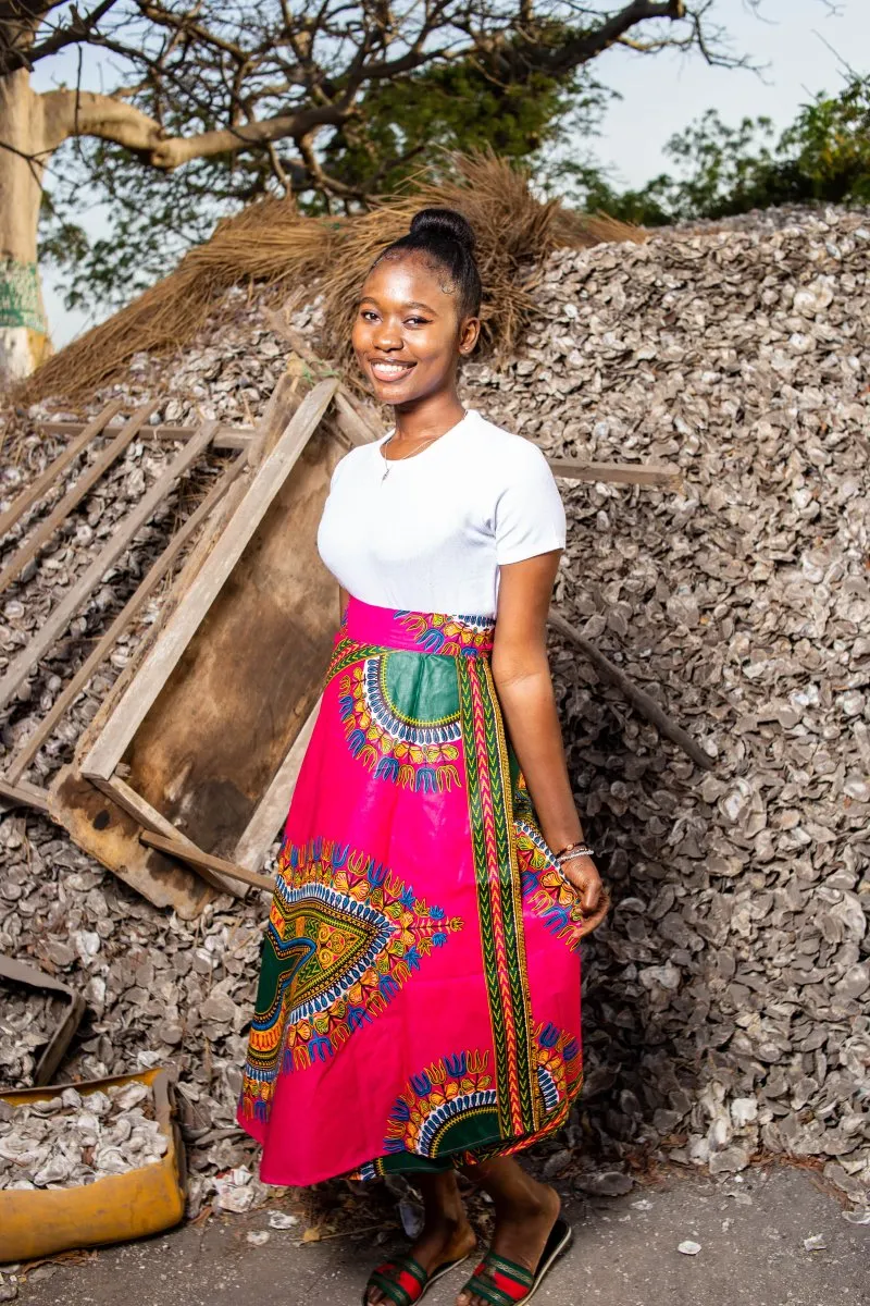 Pink Dashiki Maxi Skirt