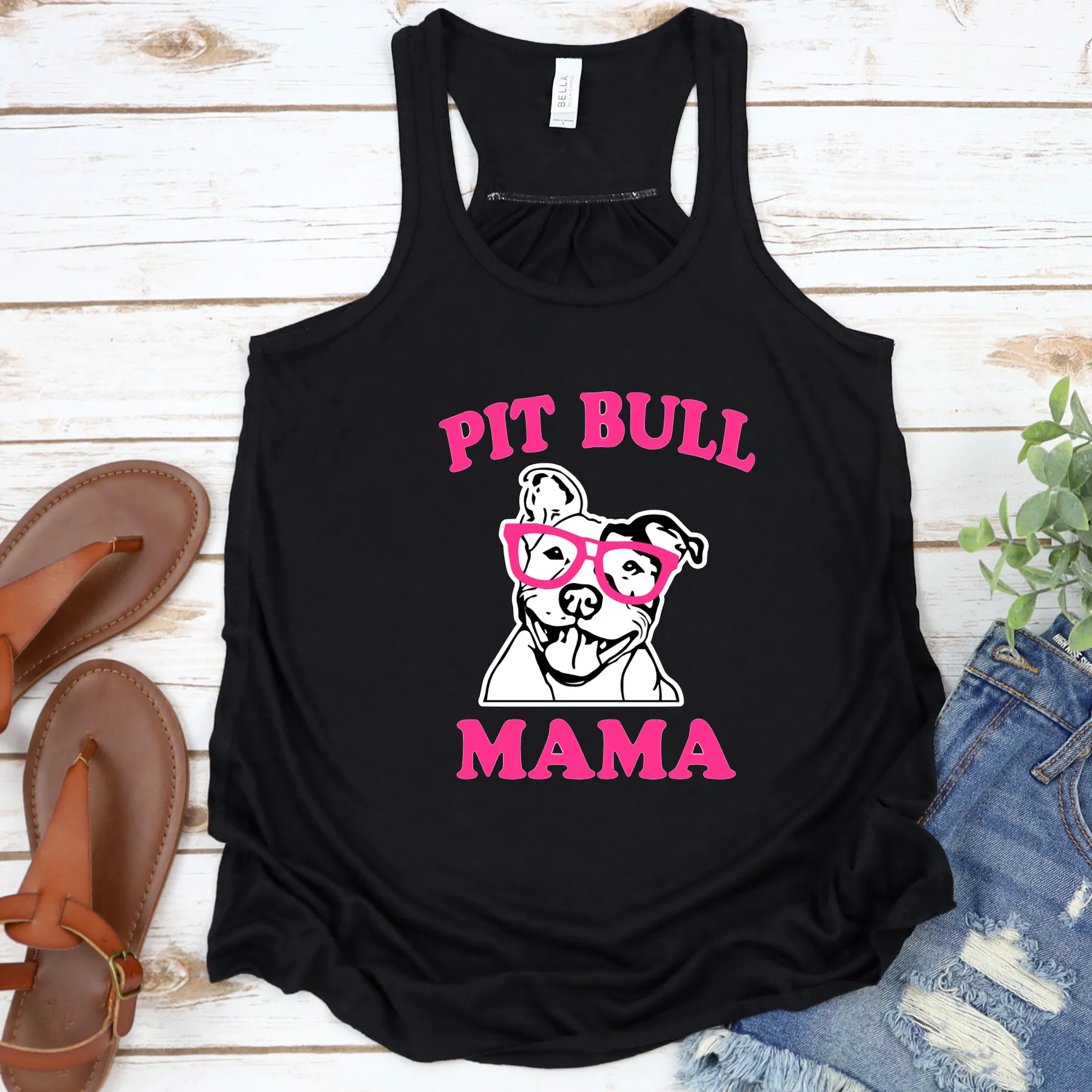 Pit Bull Mama Flowy Racerback Tank