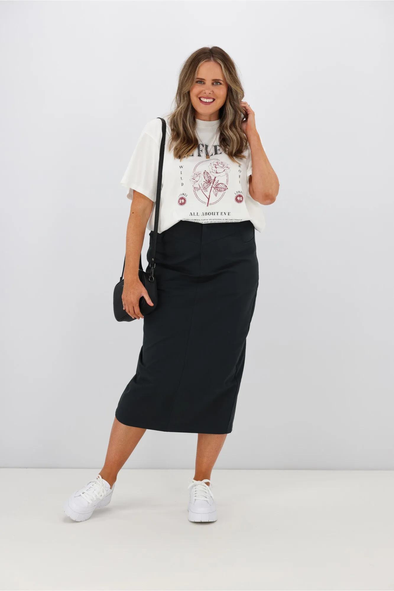 PQ Collection Audrey Maxi Skirt Charcoal