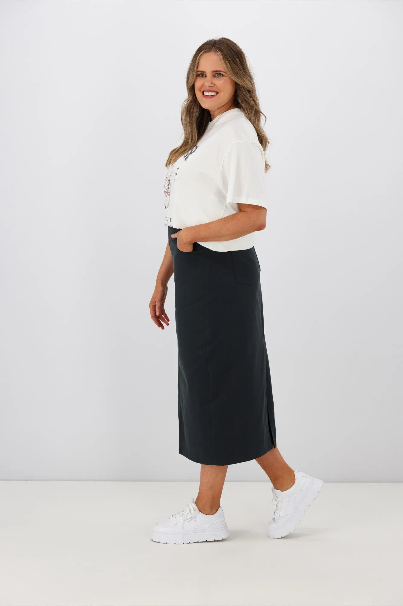 PQ Collection Audrey Maxi Skirt Charcoal