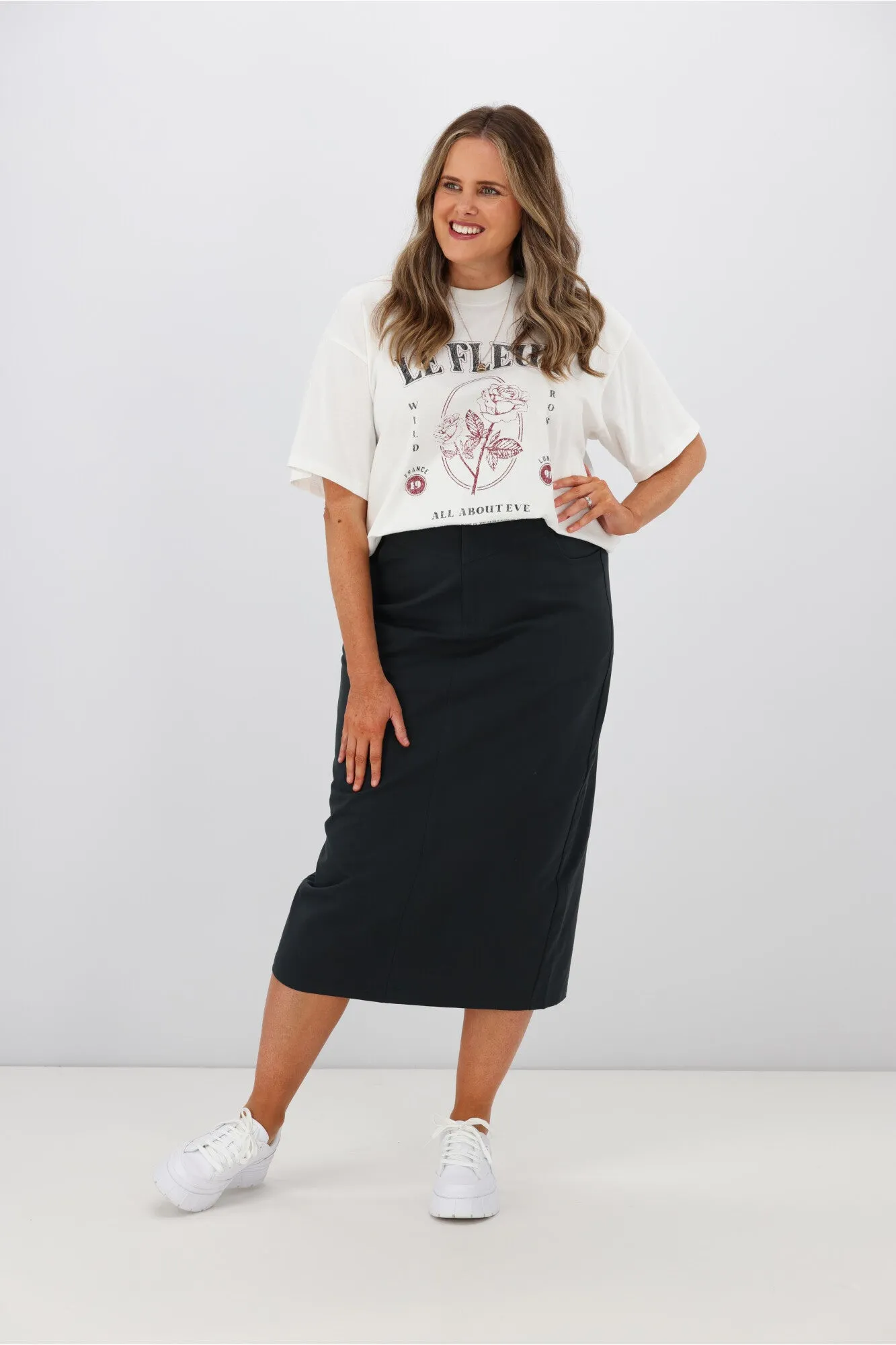 PQ Collection Audrey Maxi Skirt Charcoal