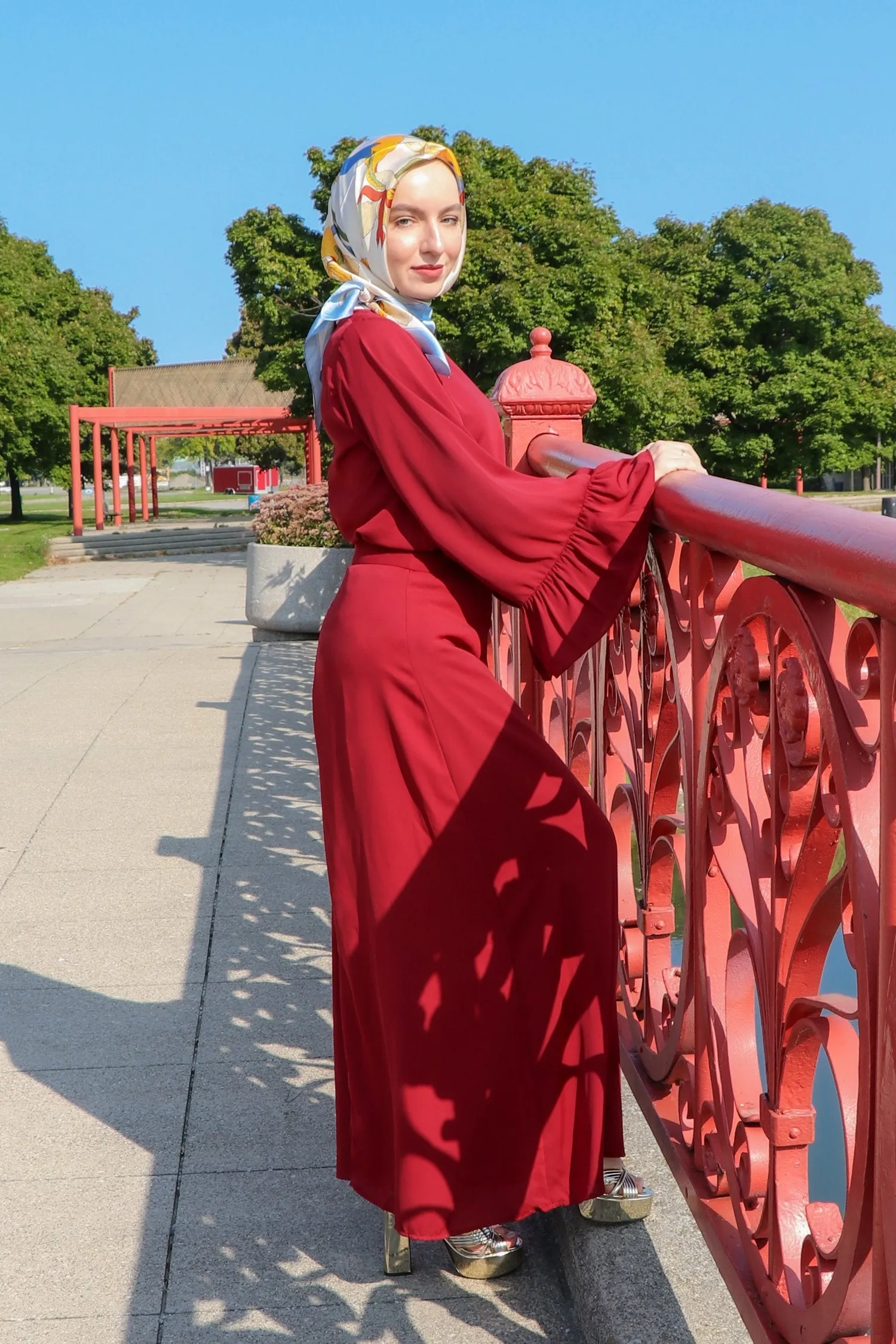 Premium Chiffon Maxi Skirt - Maroon