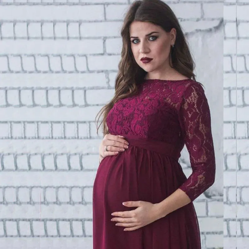 Puococo Maternity Lace Dress - Elegant & Comfortable for Pregnancy Photoshoots