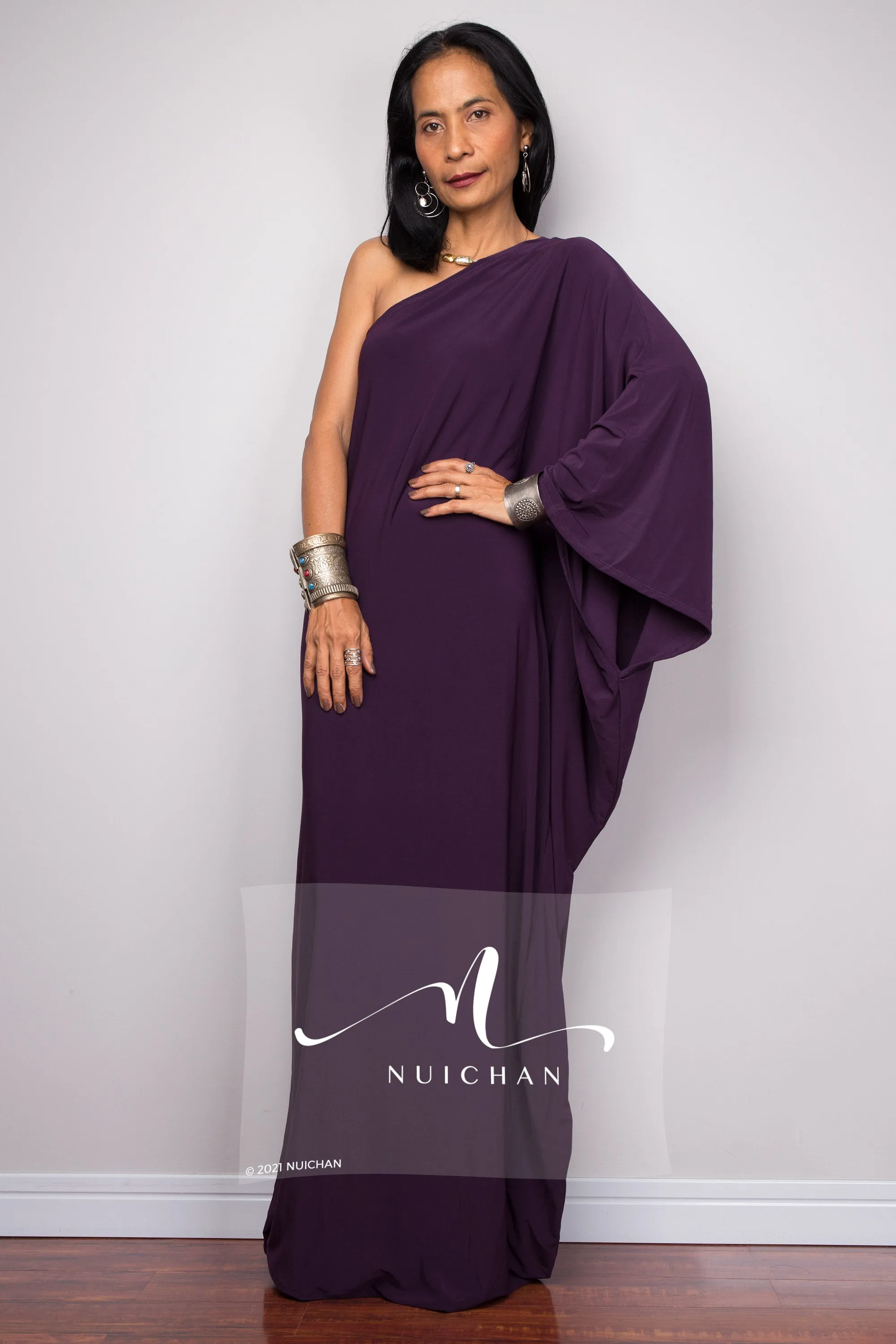 Purple one shoulder dress