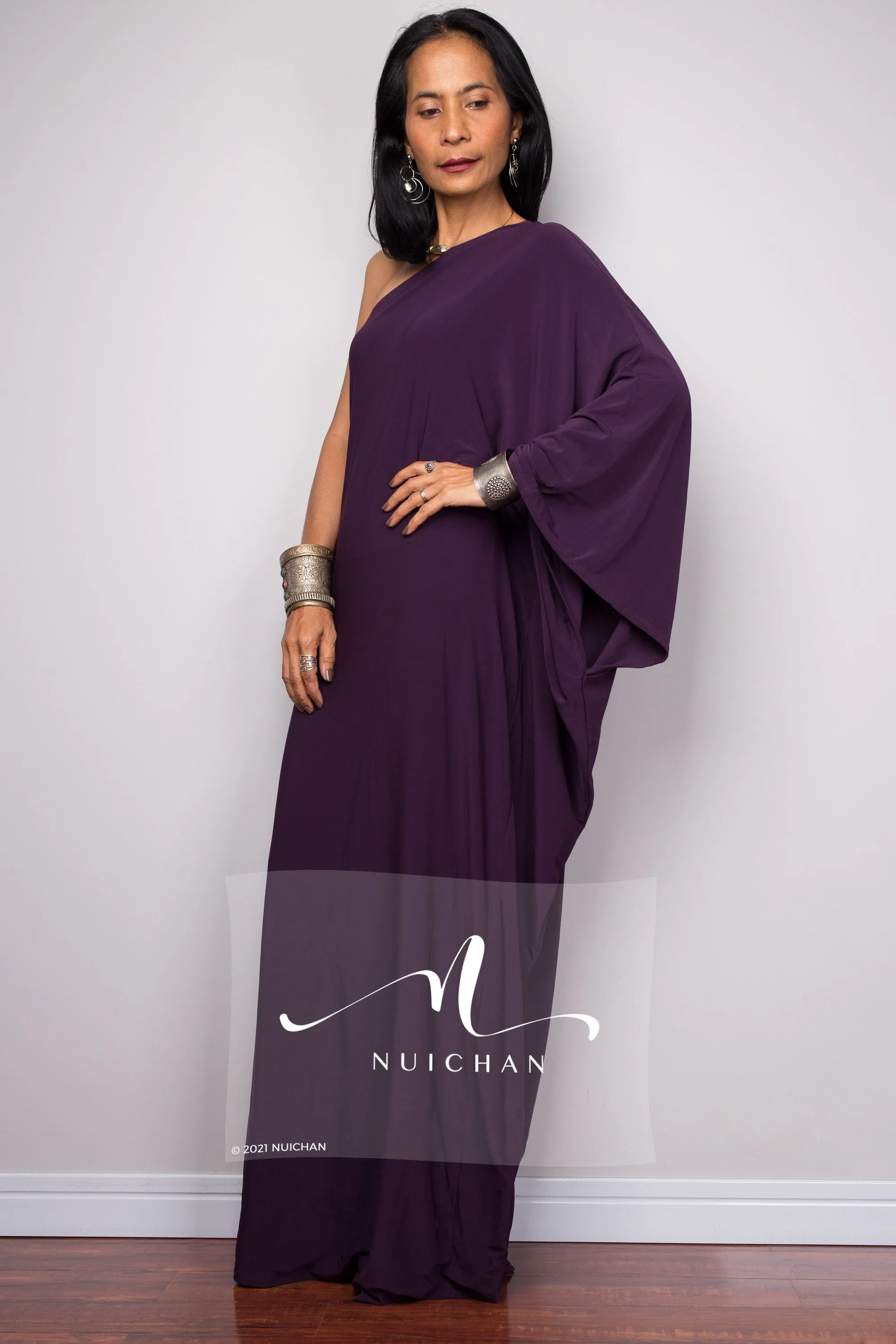 Purple one shoulder dress