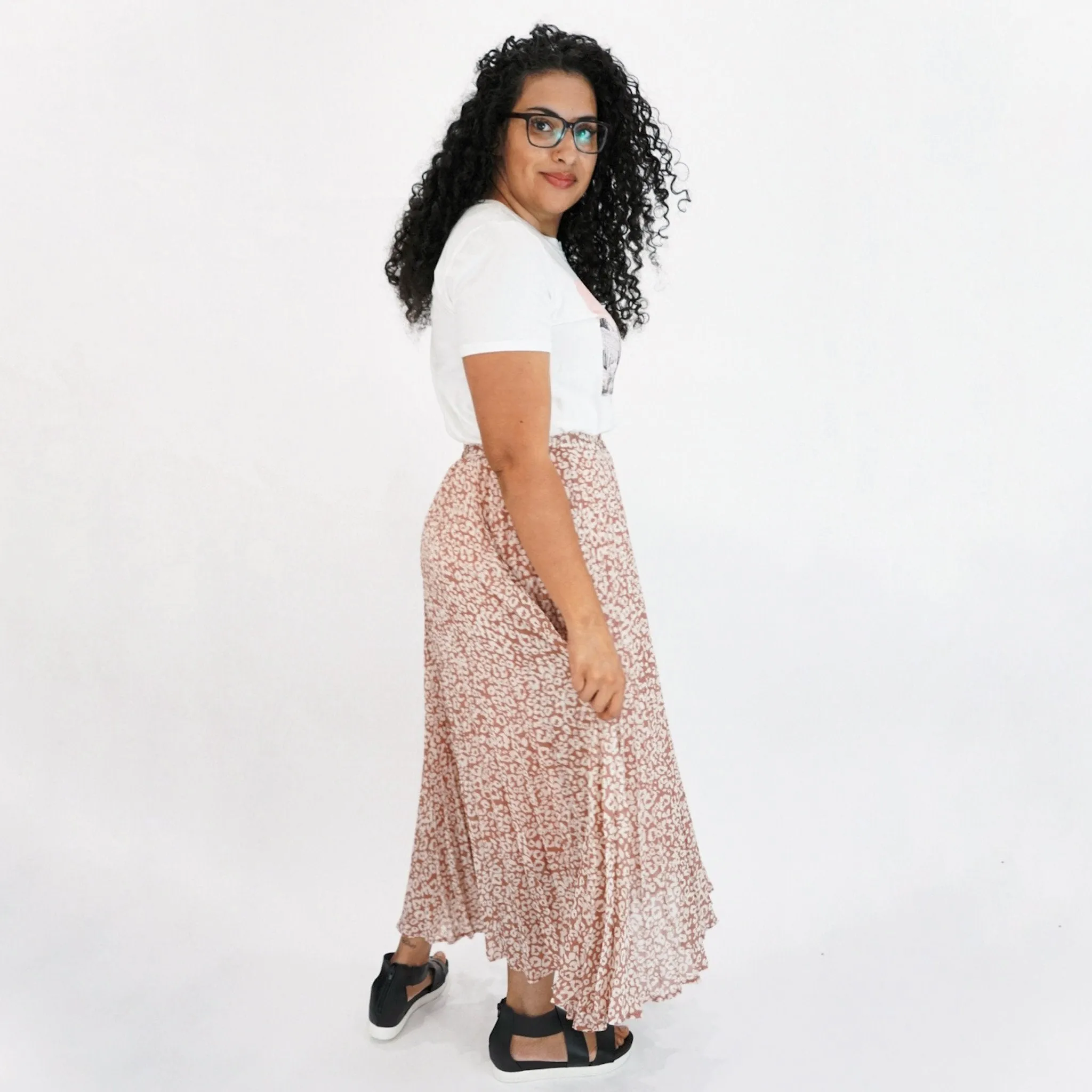 Quinn Leopard Print Pleated Maxi Skirt