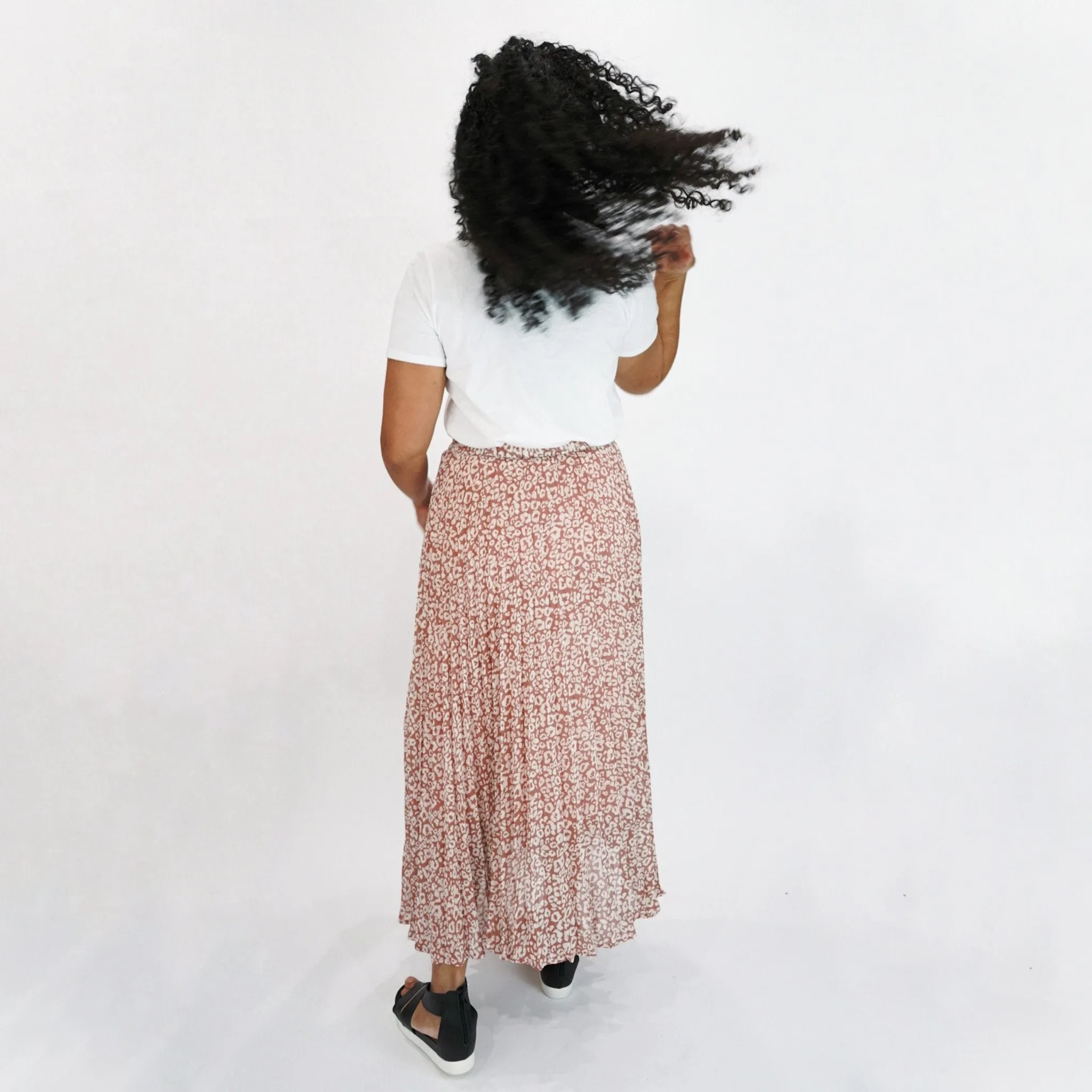 Quinn Leopard Print Pleated Maxi Skirt