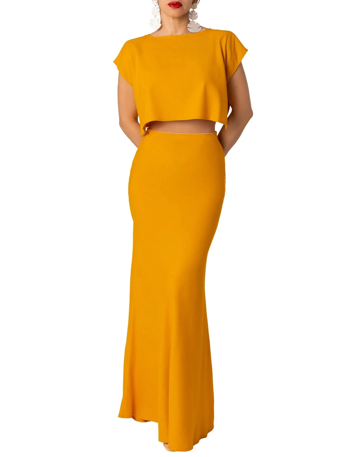 "Spiaggia" Yellow Mermaid Maxi Skirt