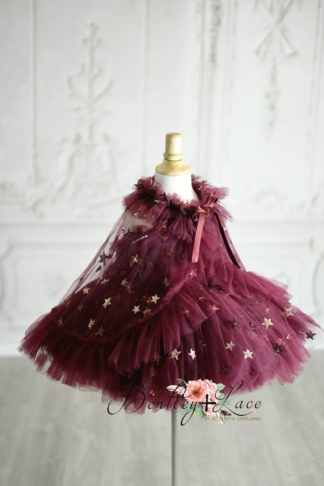 Retired rental EUC "Starlet" Toddler burgundy dress cape -Petal Length Dress ( 3 Year - Petite 4 Year)