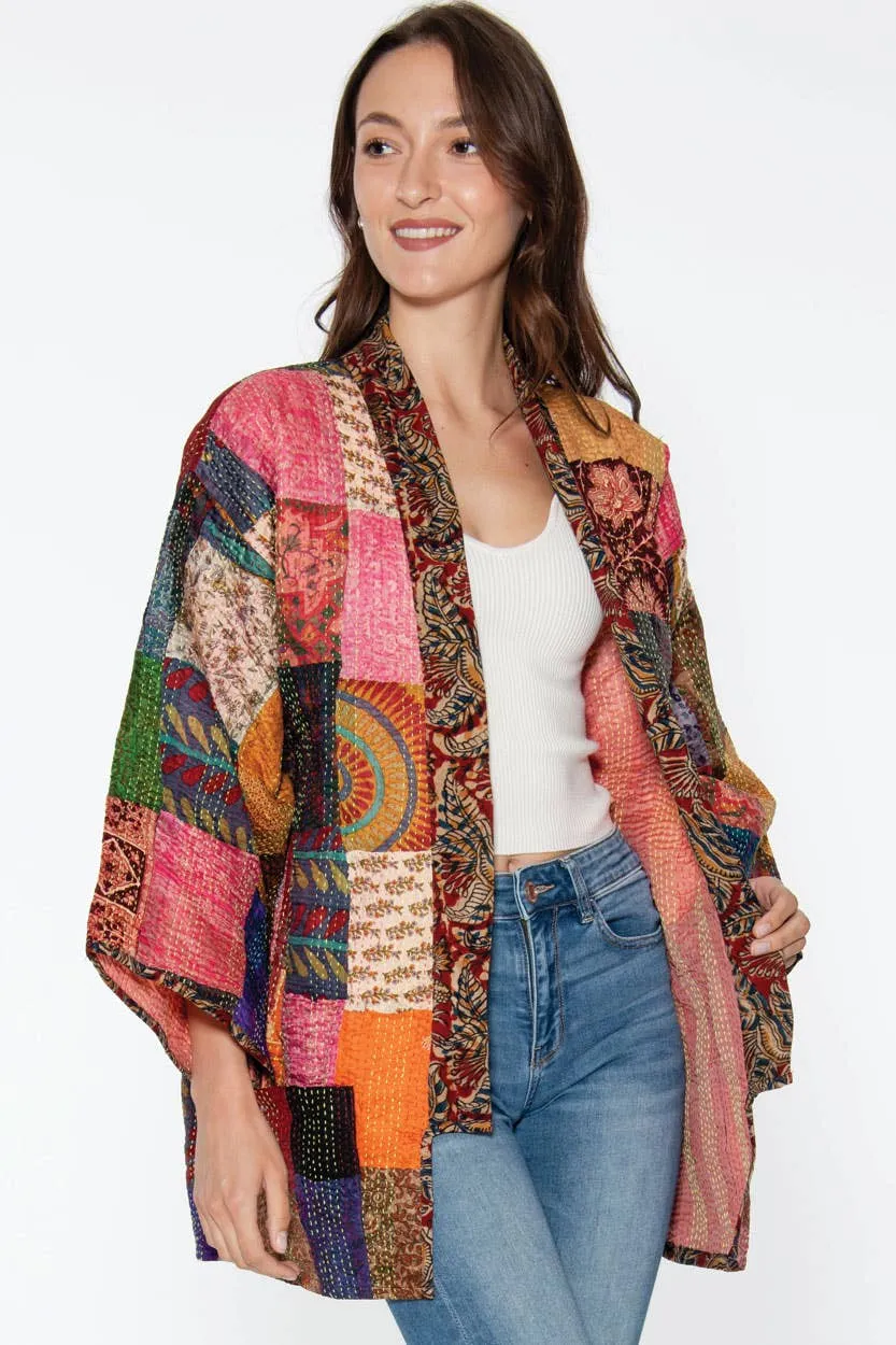 Reversible Kantha Silk Kimono Jacket