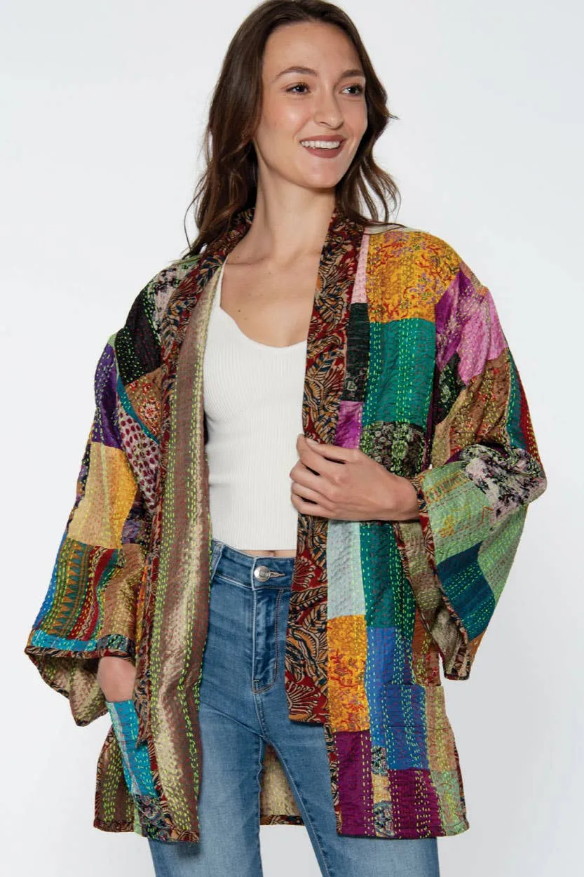 Reversible Kantha Silk Kimono Jacket