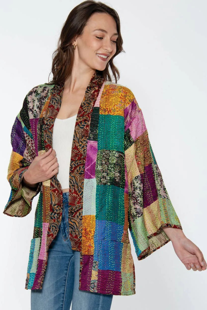 Reversible Kantha Silk Kimono Jacket